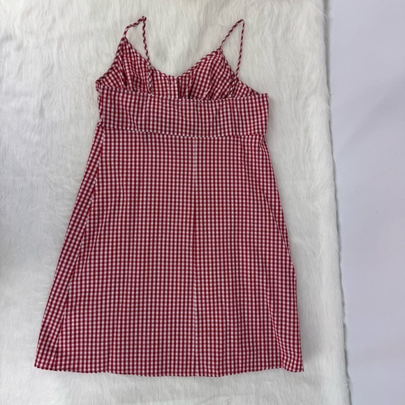 Soprano Red & White Gingham Cotton Sun Dress Size Large NWT Tie Front Cutout - Picture 14 of 15